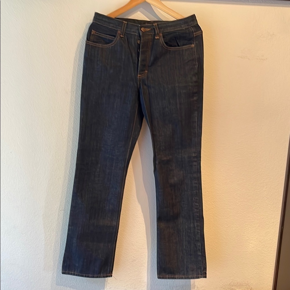 J. Crew Button-Fly Dark Wash Straight Leg Jeans, Size 6, 31.5” Length EUC